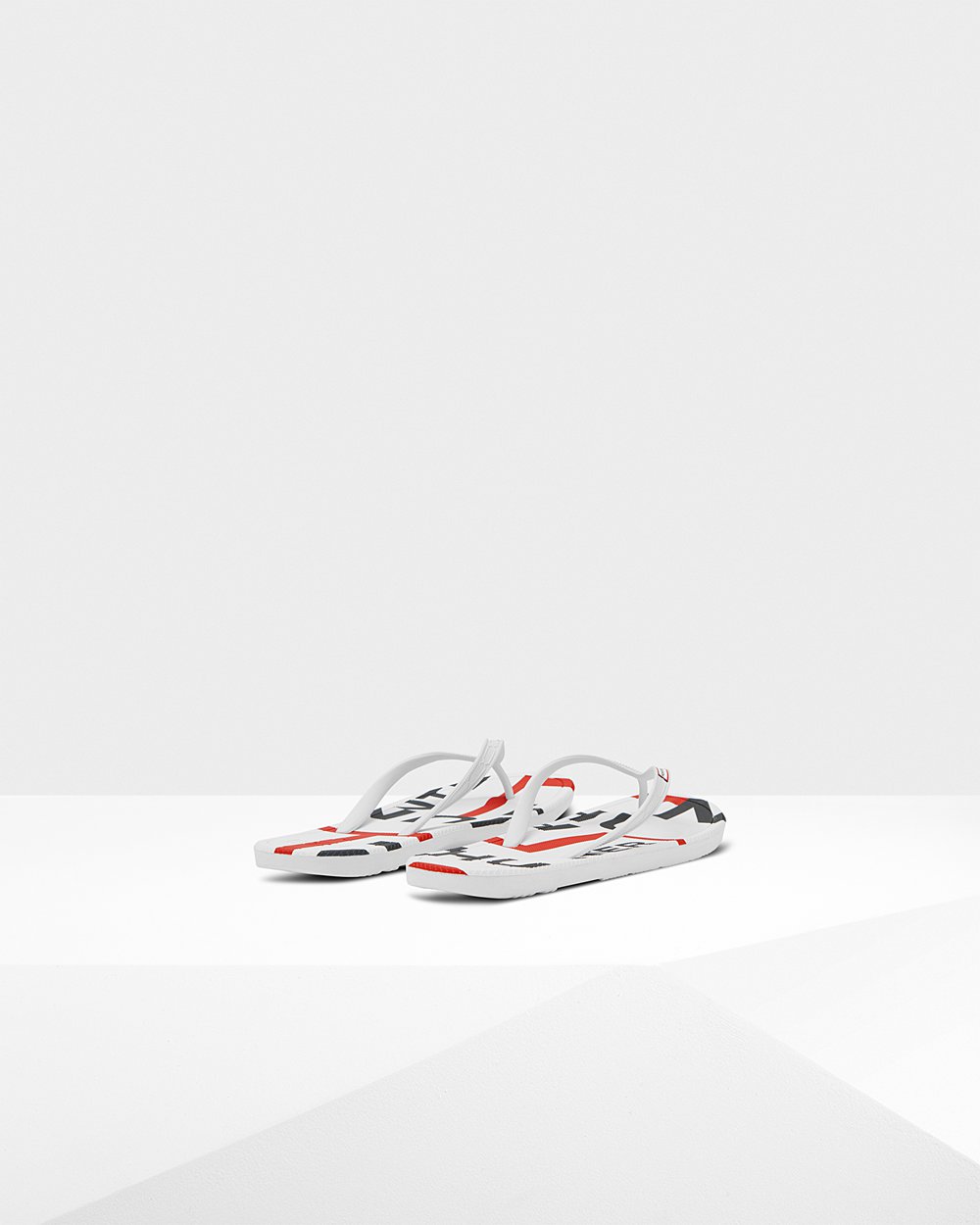 Mens Flip Flops - Hunter Original Exploded Logo (84ZRCEYJV) - White
